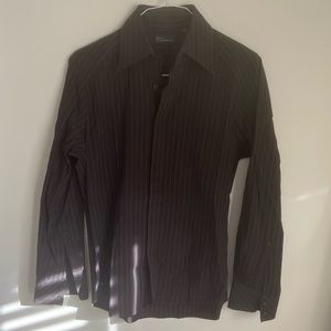 7 DIAMONDS Size-Medium Black/Brown w/Blue/Purple Stripes Long Sleeve